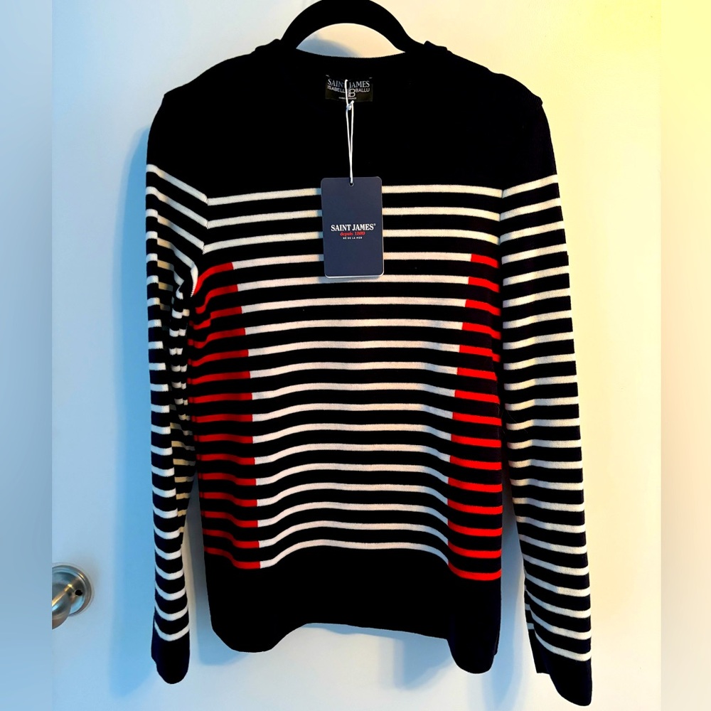 NWT Saint James navy 100% wool sweater